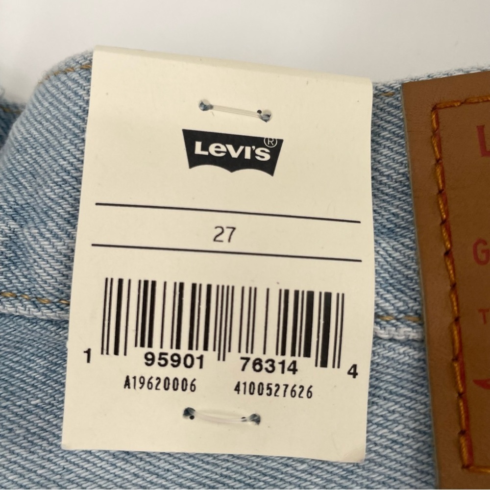 Levi's Light Blue Distressed High-Rise Jean Shorts. 27 - Picture 8 of 9